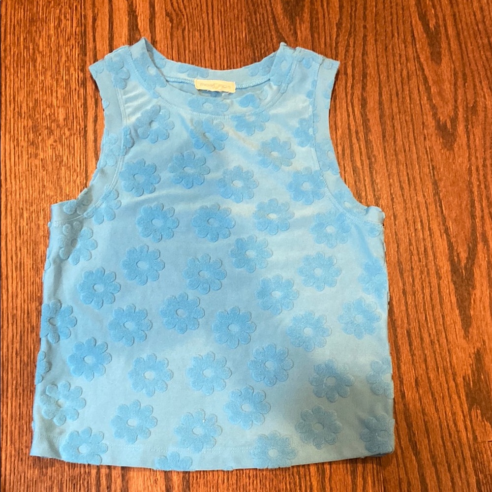 Moa Moa Blue Floral Terry Cloth Tank